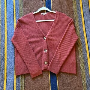 Madewell Rust Ribbed Button-Front Cardigan